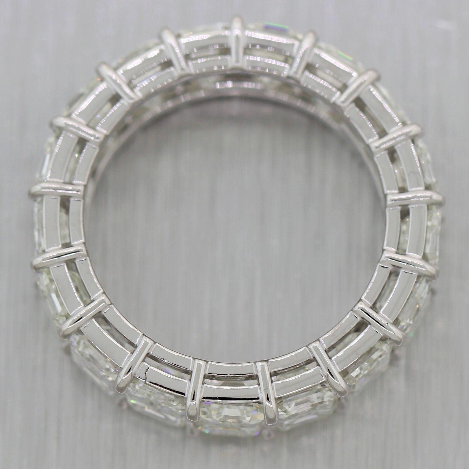 Modern Platinum 9ctw Emerald Cut Diamond Eternity Wedding Band Ring