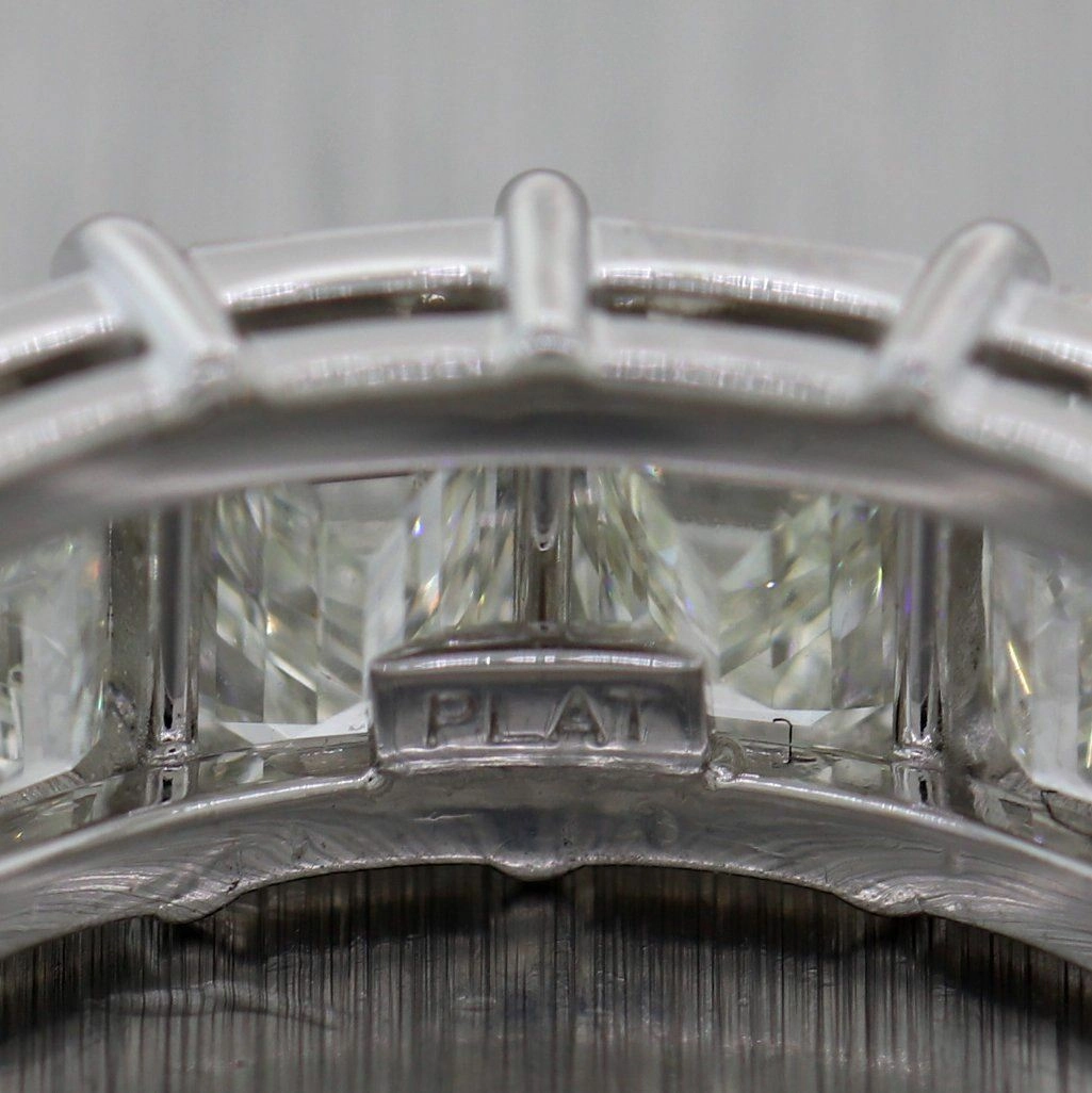 Modern Platinum 9ctw Emerald Cut Diamond Eternity Wedding Band Ring