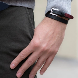 NYC Double Wrap Bracelet Men Black & Burgundy