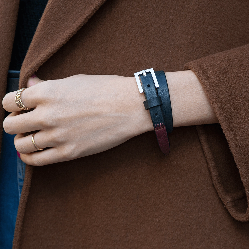 NYC Double Wrap Bracelet Women Black & Burgundy