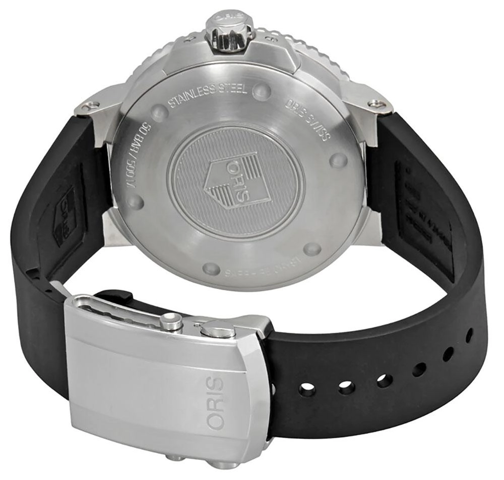 Oris Aquis Automatic Stainless Steel Black Rubber Strap Blue Dial Date Divers Mens Watch 743 7733 4135-RS
