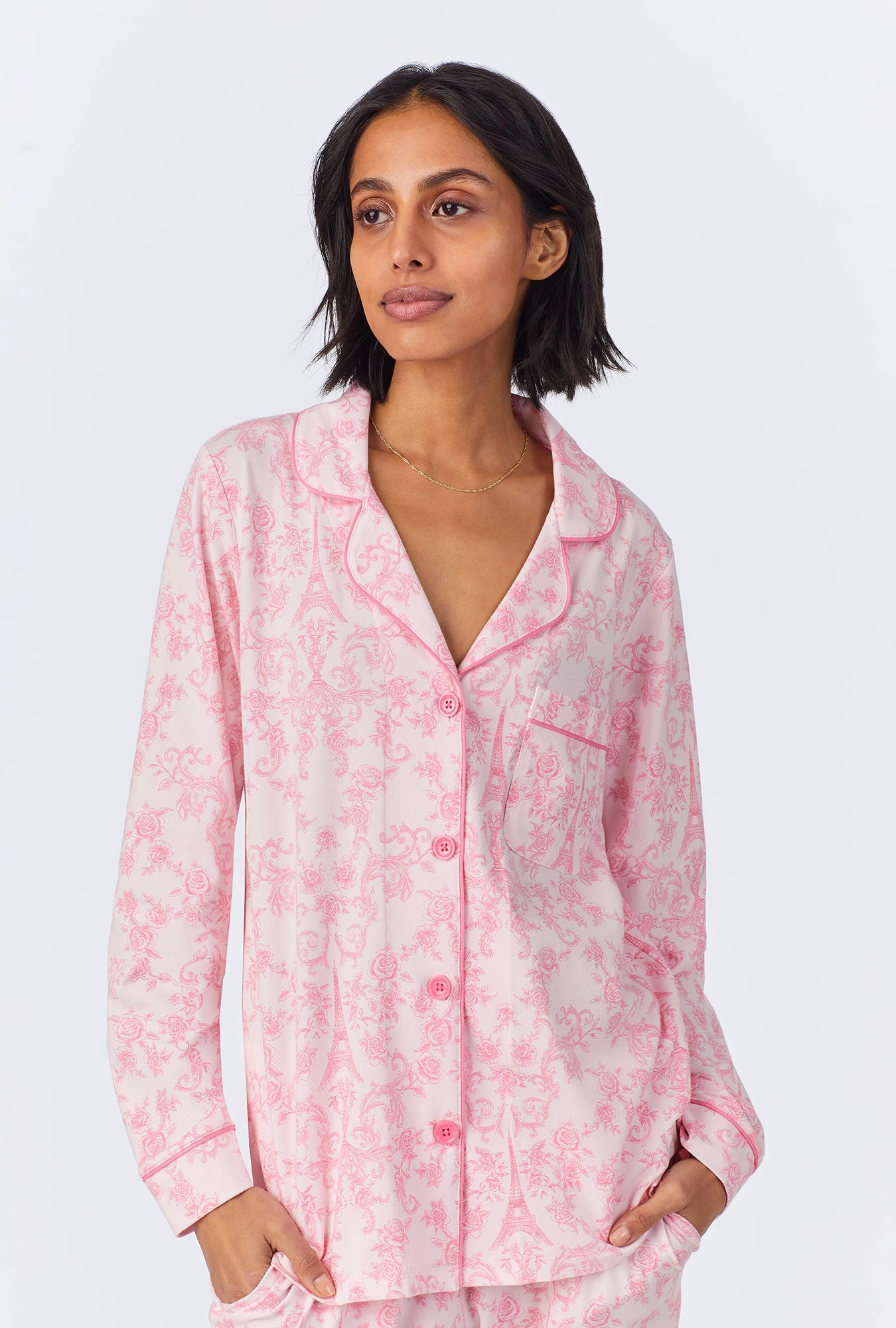 Parisian Toile Long Sleeve Classic Stretch Jersey PJ Set
