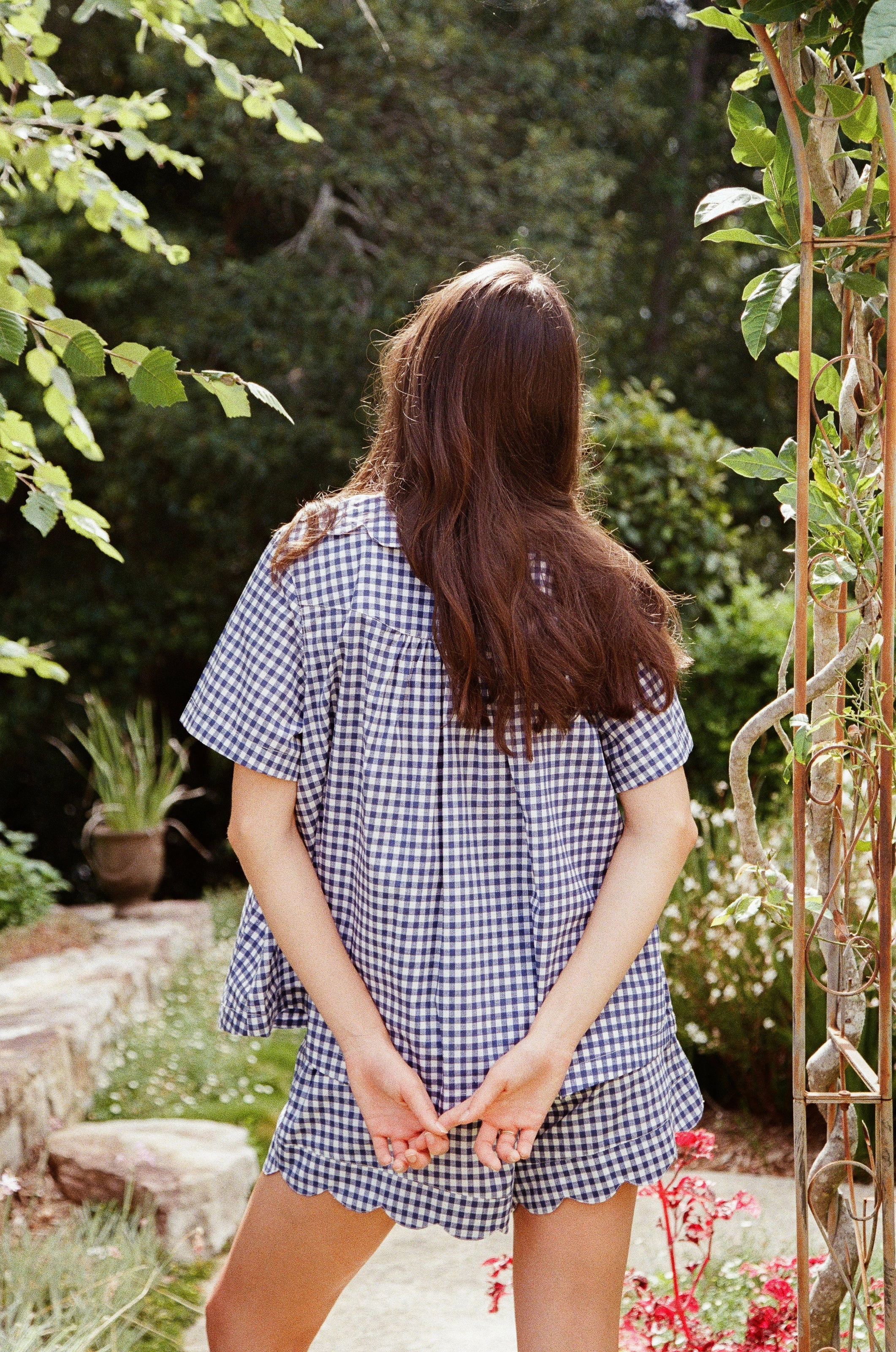 Penelope Sleep Set - Gingham - Navy