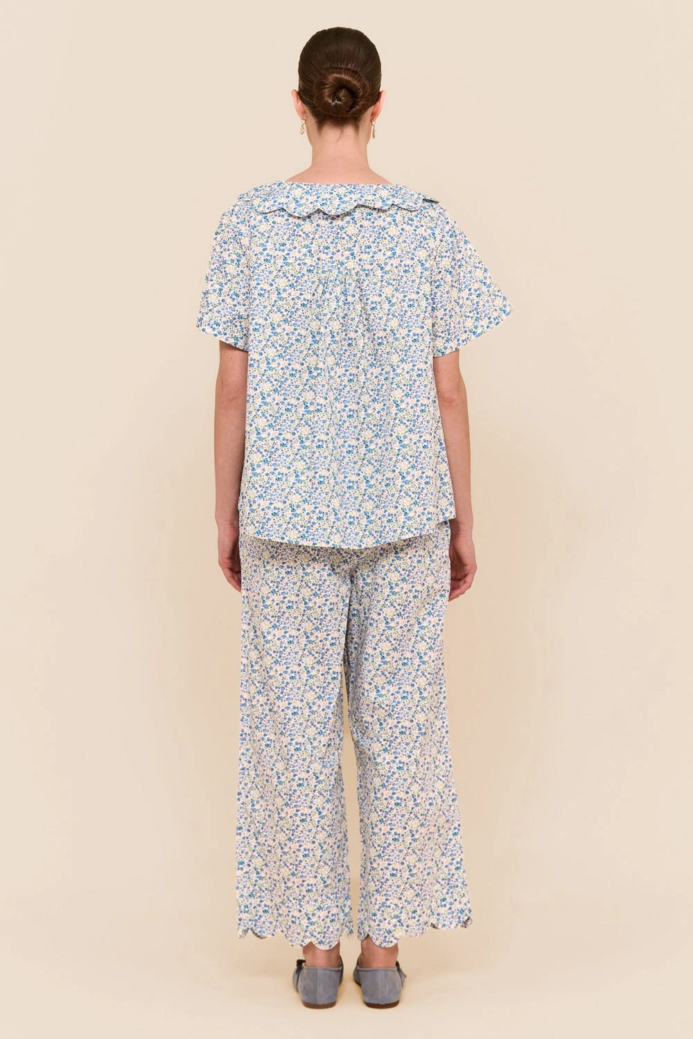 Penelope Sleep Set - Pants - Cotton - Floret Blue