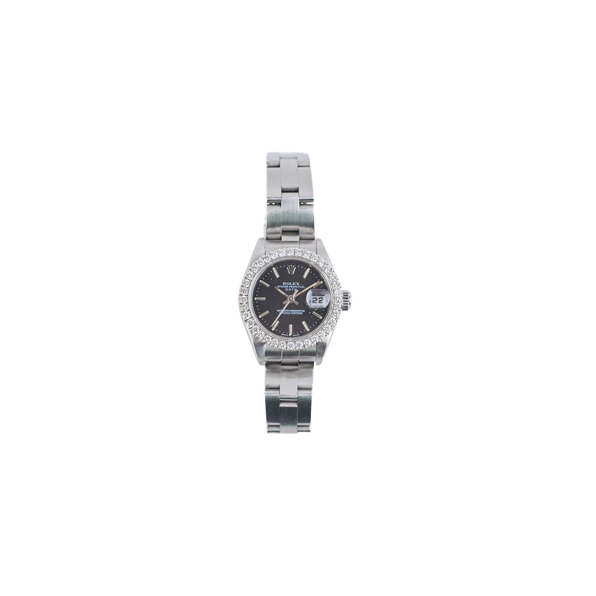 Rolex 26mm Datejust Black Aftermarket Diamonds Watch
