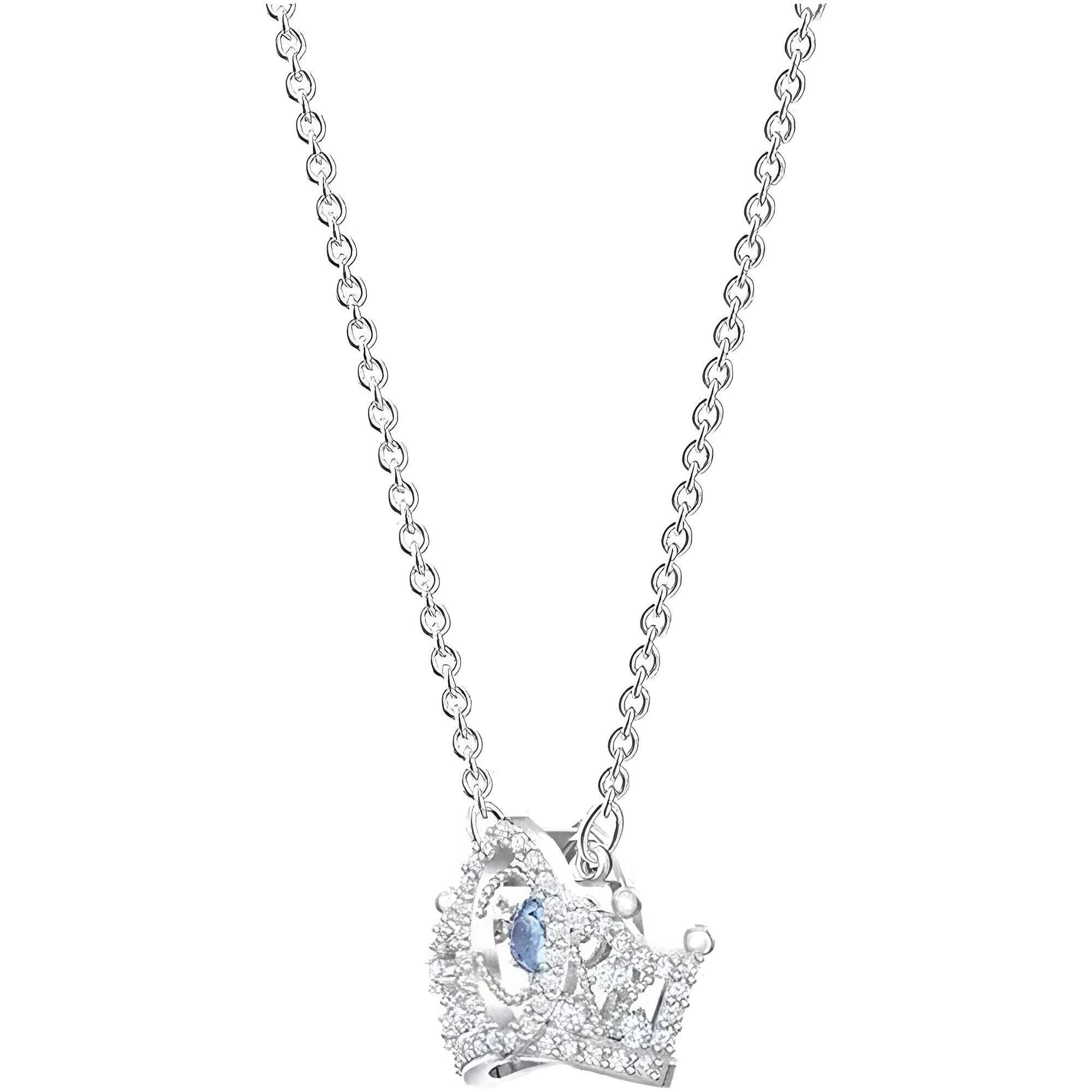 Swarovski Women's Pendant Necklace - Bee A Queen Crown Motif Blue Crystal | 5501080
