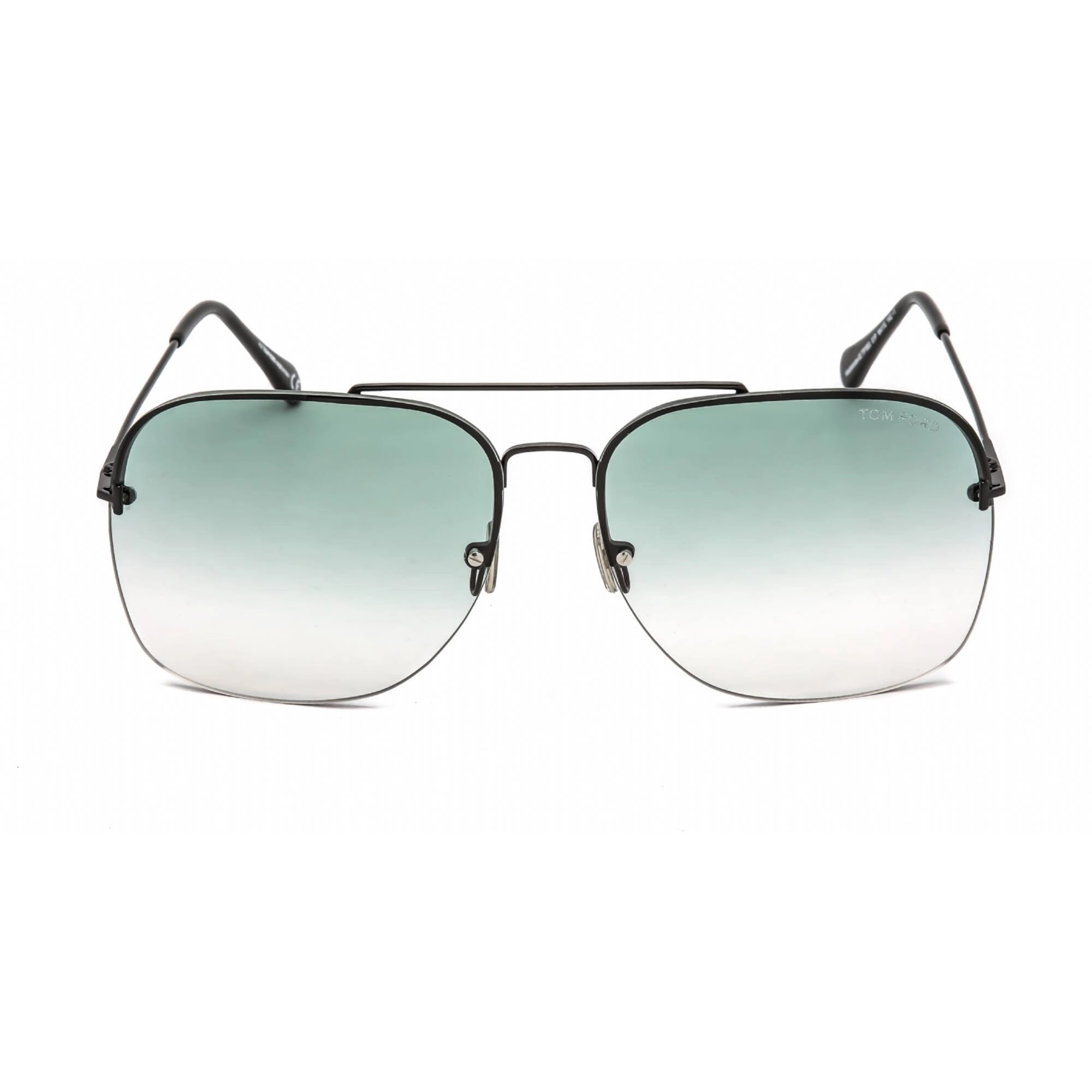 Tom Ford Women's Sunglasses - Half Rim Shiny Black Metal Aviator Frame | FT0883 01P