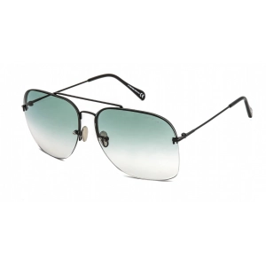 Tom Ford Women's Sunglasses - Half Rim Shiny Black Metal Aviator Frame | FT0883 01P