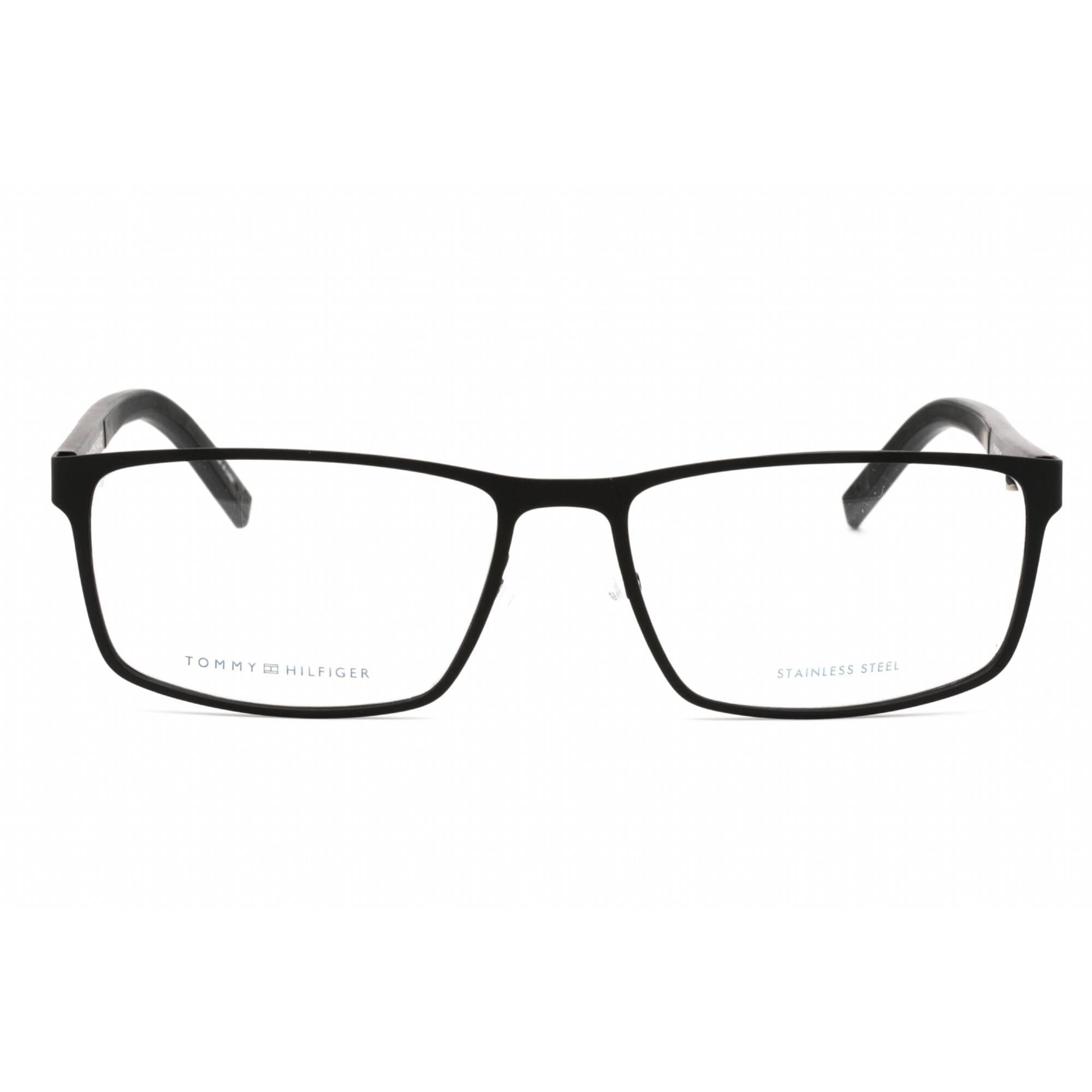Tommy Hilfiger Men's Eyeglasses - Matte Black Rectangular Clear Lens | Th 1593 0003 00