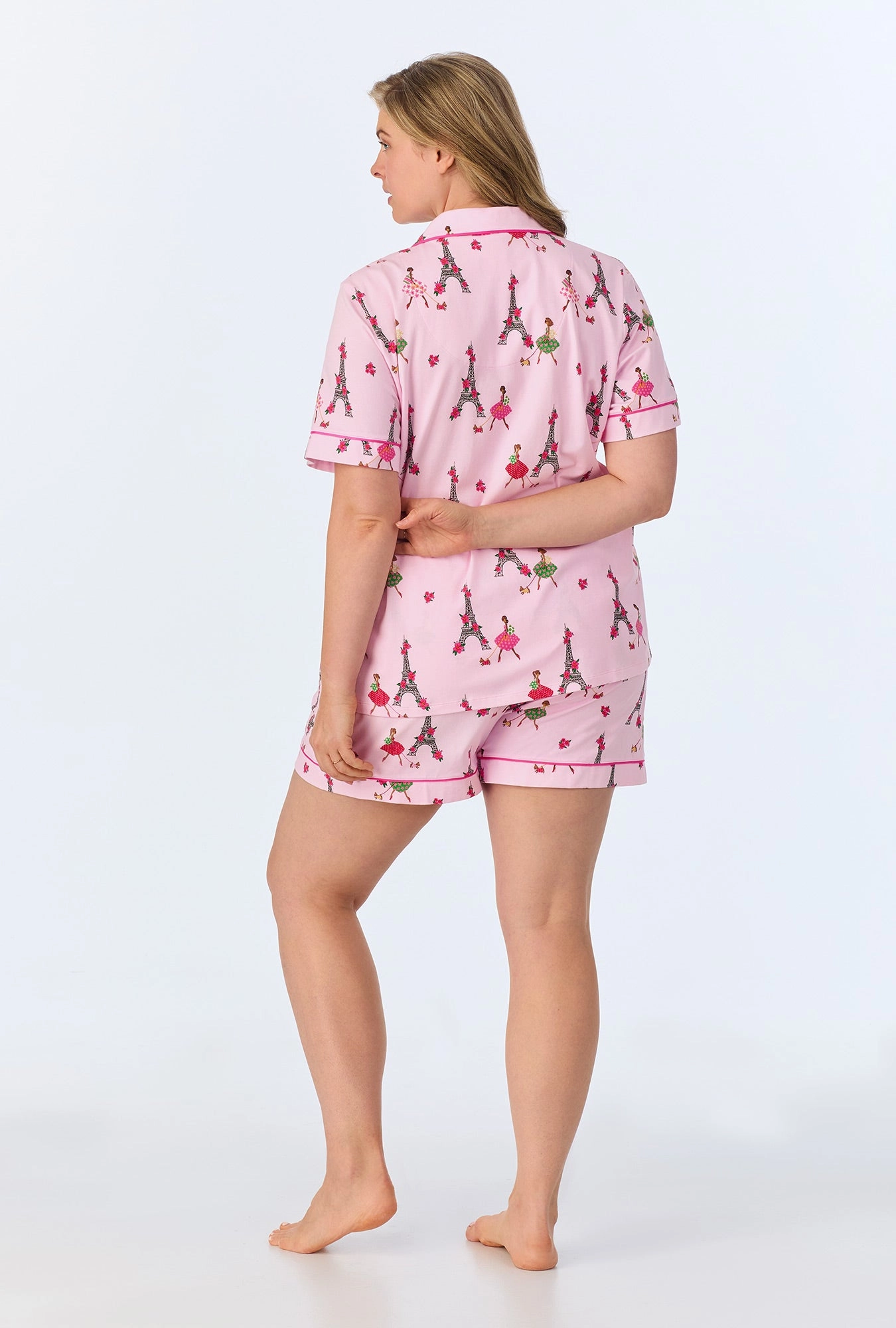Tres Chic Short Sleeve Classic Shorty Stretch Jersey PJ Set