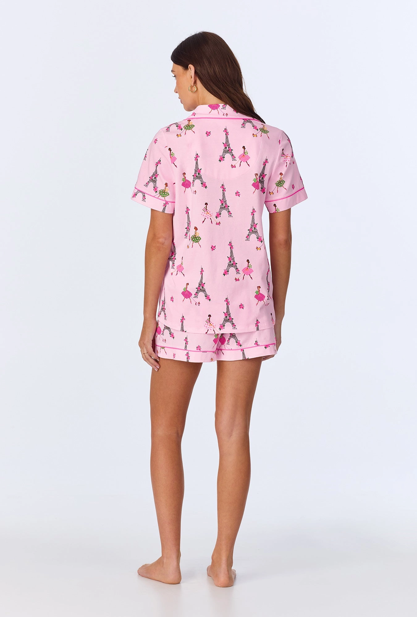 Tres Chic Short Sleeve Classic Shorty Stretch Jersey PJ Set