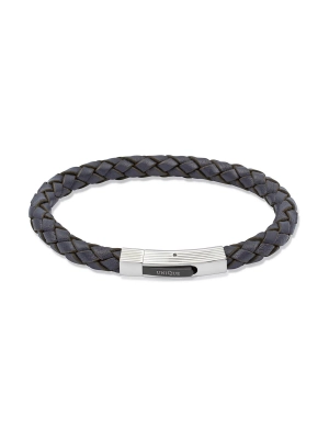 Unique & Co. 21cm Navy Blue Leather Bracelet with Steel Clasp