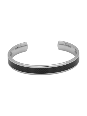 Unique & Co. Stainless Steel Bangle with Carbon Fibre Inlay. Size: Large