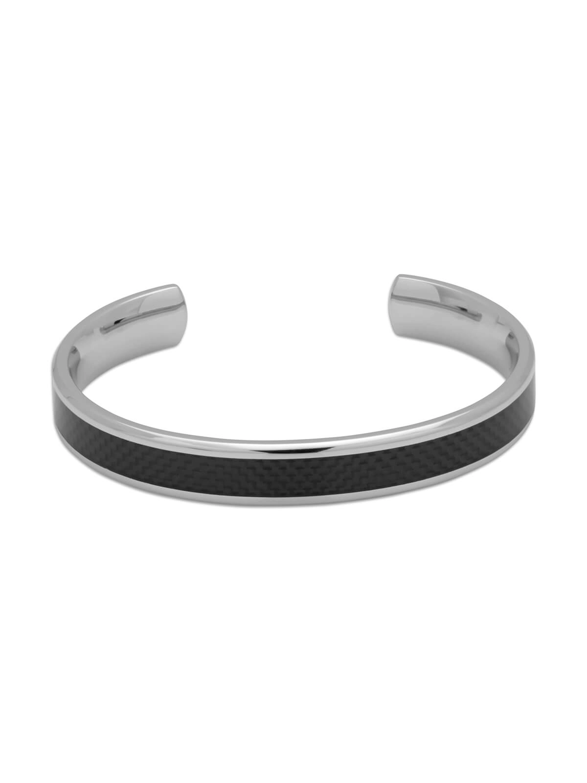 Unique & Co. Stainless Steel Bangle with Carbon Fibre Inlay. Size: Large