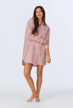 Willow Ditsy High Low Woven Cotton Poplin Boyfriend Shirt