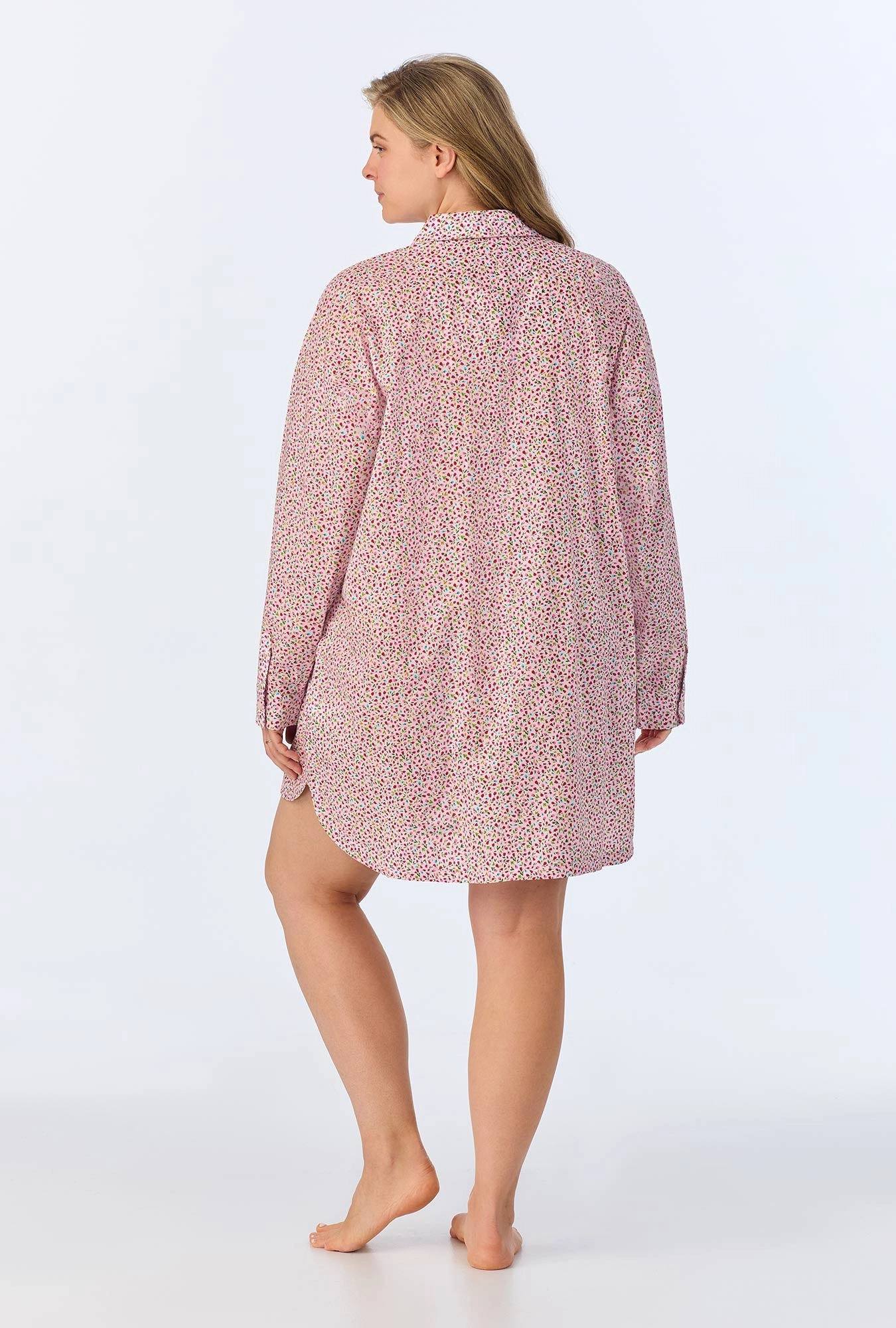 Willow Ditsy High Low Woven Cotton Poplin Boyfriend Shirt