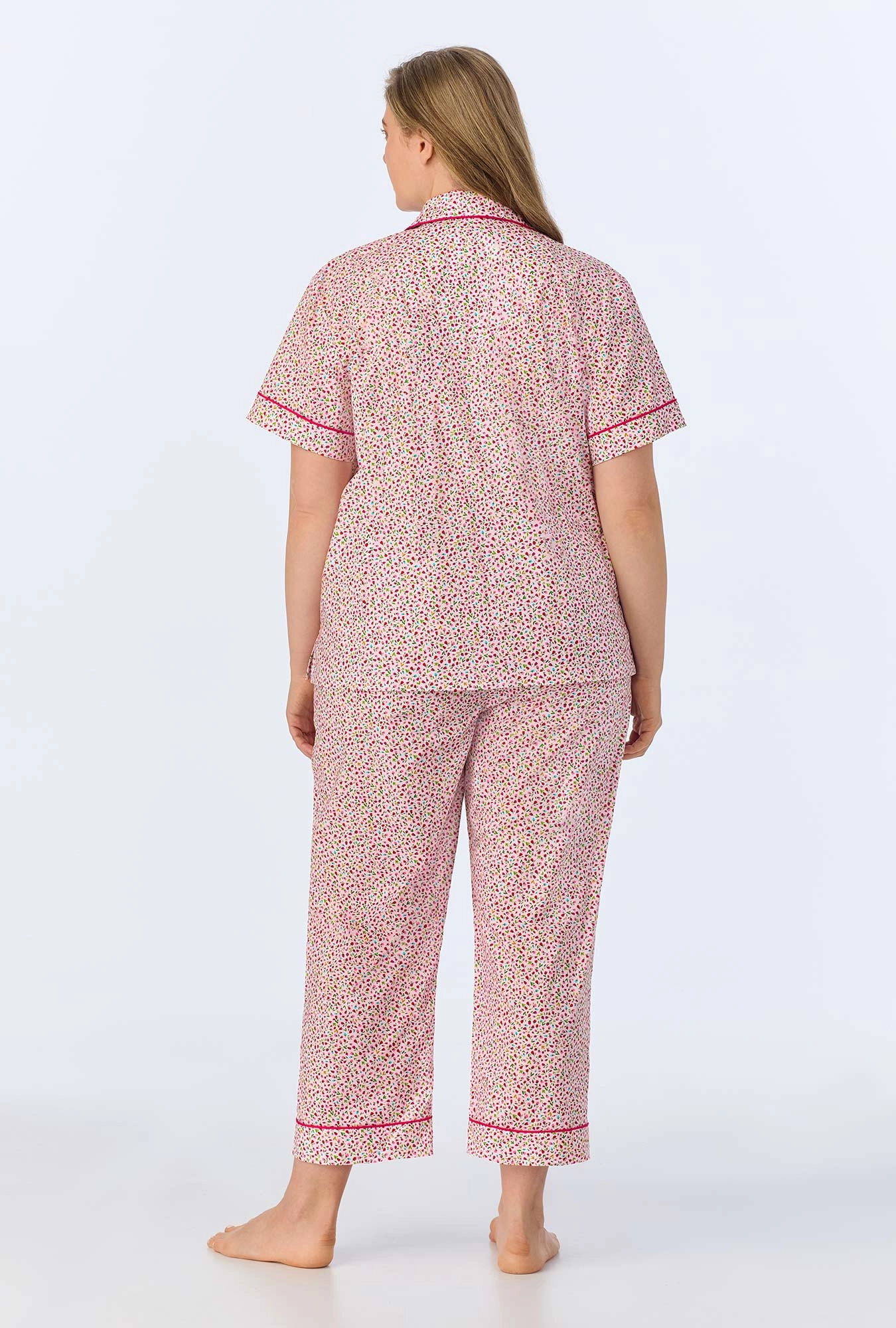 Willow Ditsy Short Sleeve Classic Woven Cotton Poplin Cropped PJ Set