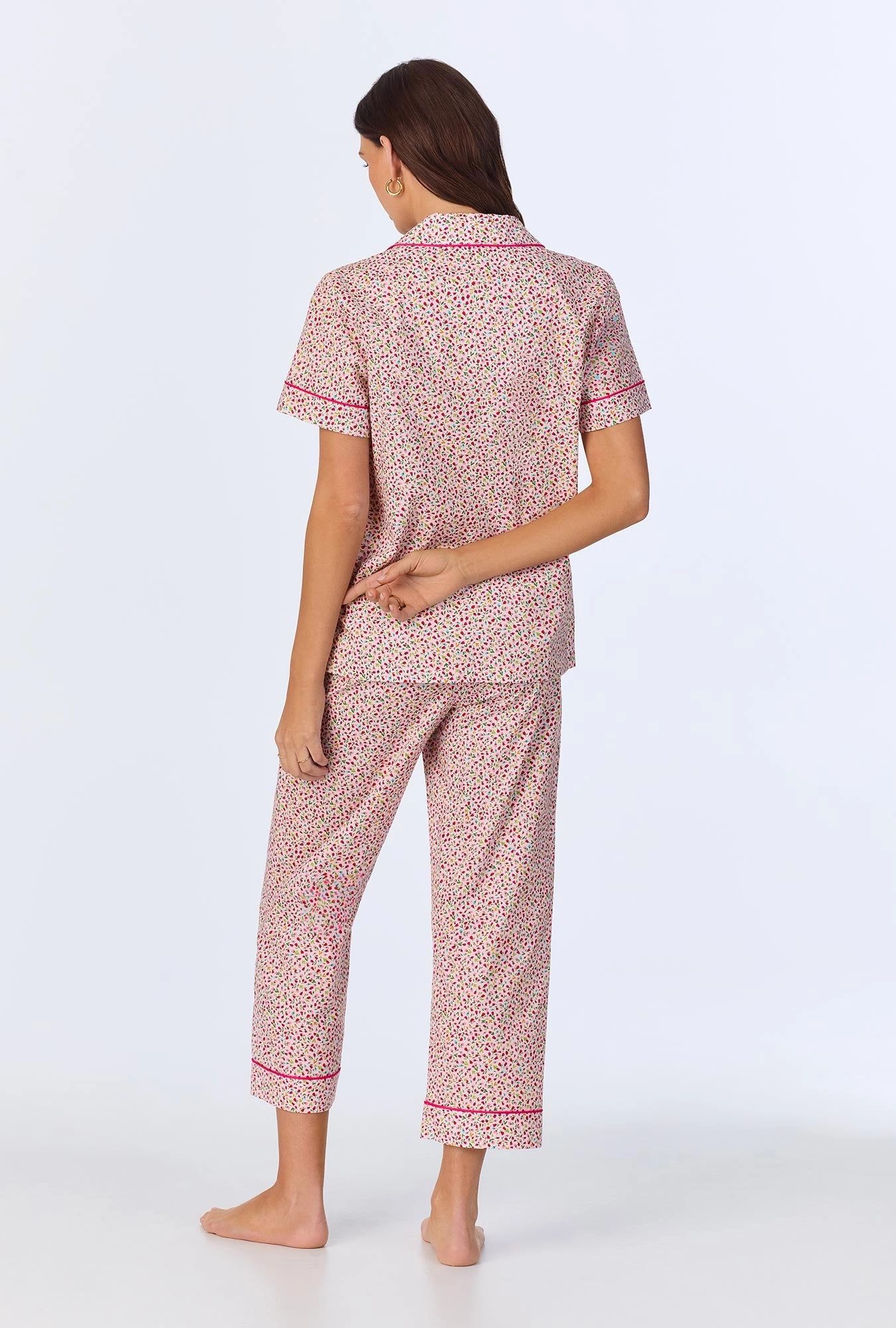 Willow Ditsy Short Sleeve Classic Woven Cotton Poplin Cropped PJ Set