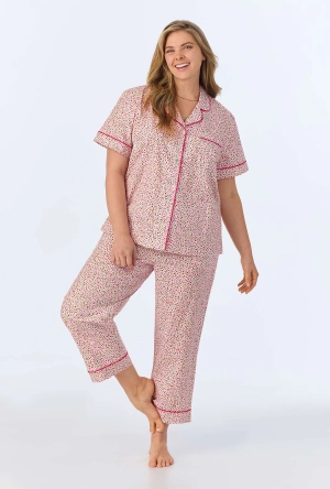 Willow Ditsy Short Sleeve Classic Woven Cotton Poplin Cropped PJ Set