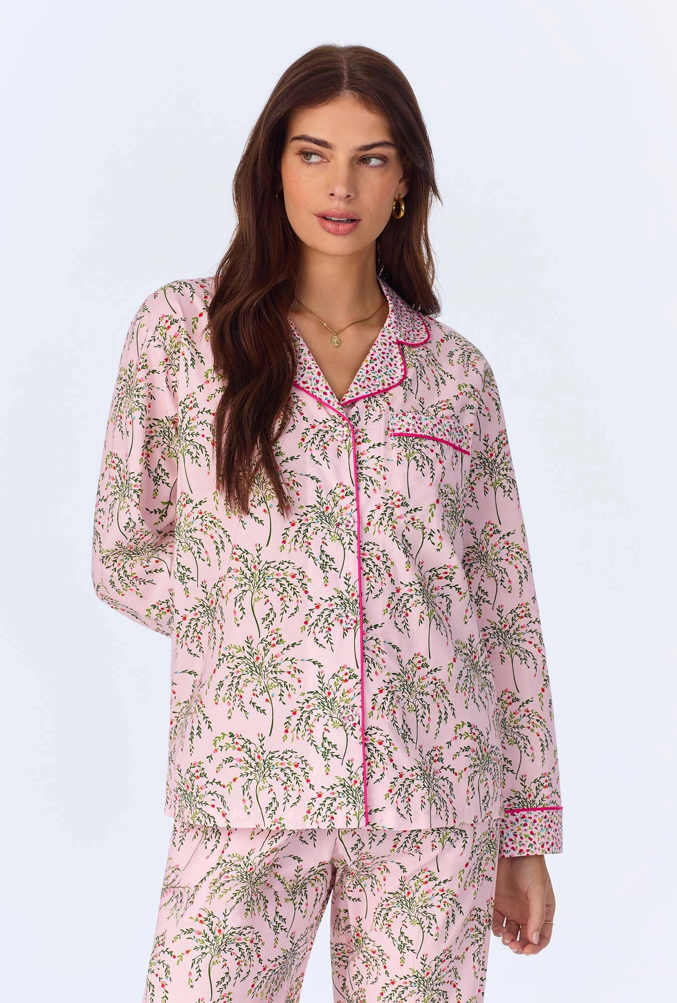 Willow Long Sleeve Classic Woven Cotton Poplin PJ Set