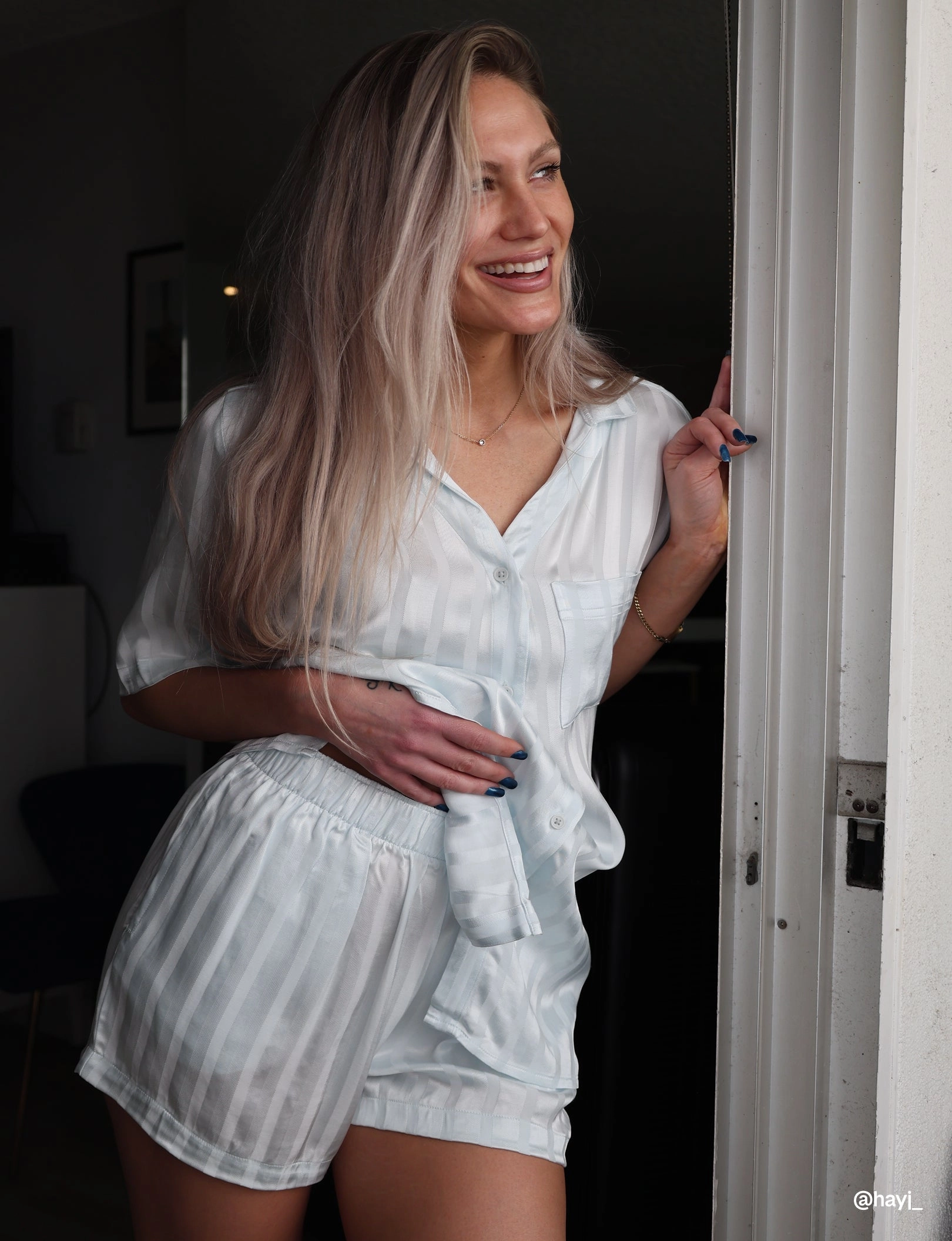 Women's Satin Jacquard Pajama Top & Short Set